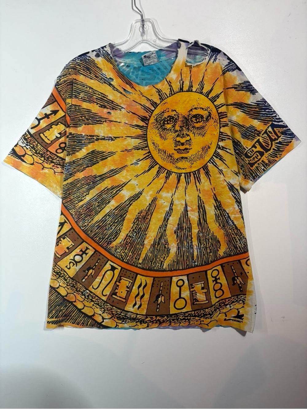 Vintage Distressed Liquid Blue Night and Day AOP Tie-Dye Tee - Made in USA XL